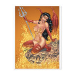 Sexy Devil Girl Customizable Pinup by Al Rio Post Card