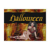 Sexy Devil Girl on Web Halloween Postcards