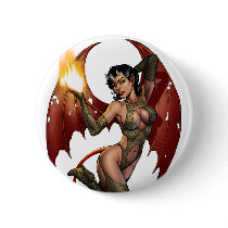 Sexy Devil Girl Pinup with Fire by Al Rio buttons by AlRioArt Sexy Devil Girl Pinup with Fire by Al Rio buttons