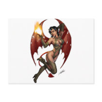 Sexy Devil Girl Pinup with Fire by Al Rio postcards by AlRioArt Sexy Devil Girl Pinup with Fire by Al Rio postcards