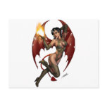 Sexy Devil Girl Pinup with Fire by Al Rio Postcard
