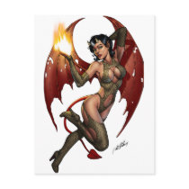 Sexy Devil Girl Pinup with Fire by Al Rio postcards by AlRioArt Sexy Devil Girl Pinup with Fire by Al Rio postcards