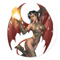 Sexy Devil Girl Pinup with Fire by Al Rio stickers