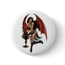 Sexy Devil Girl with a pot of evil. Art by Al Rio. buttons by AlRioArt Sexy Devil Girl with a pot of evil. Art by Al Rio. buttons