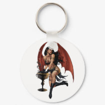 Sexy Devil Girl with a pot of evil. Art by Al Rio. keychains by AlRioArt Sexy Devil Girl with a pot of evil. Art by Al Rio. keychains