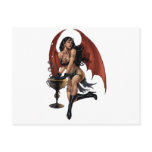 Sexy Devil Girl with a pot of evil. Art by Al Rio. Post Card
