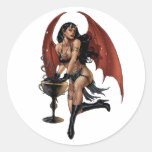 Sexy Devil Girl with a pot of evil. Art by Al Rio. Stickers