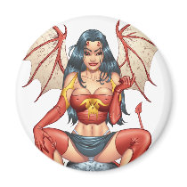 Sexy Devil saying Come Here by Al Rio magnets by AlRioArt Sexy Devil saying Come Here by Al Rio magnets