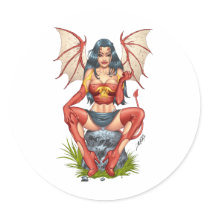 Sexy Devil saying Come Here by Al Rio stickers