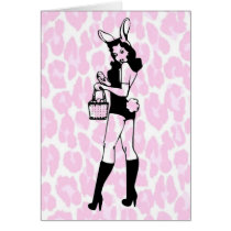 Sexy Easter Bunny on Pink Leopard cards