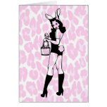 Sexy Easter Bunny on Pink Leopard cards