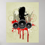 Sexy Female on Grunge Music Design Poster