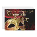 Sexy Glam Venetian Masquerade Party (red/gold) Custom Announcements