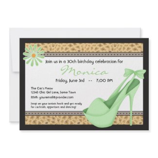 Sexy Green Heels and Leopard Invitation invitation