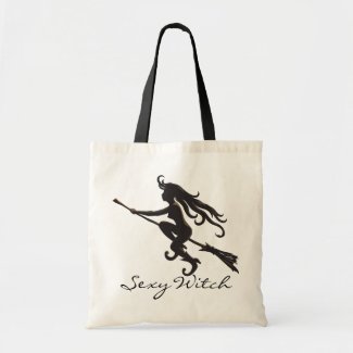 Sexy Halloween Witch On Broomstick Silhouette bag