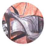 Sexy High Heel Shoes Charcoal Drawing Round Stickers