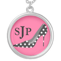 Sexy High Heels Monogram Initials Necklace {pink}