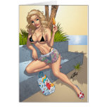 Sexy Ice Cream Bikini Girl Pin-up by Al Rio Greeting Cards