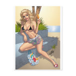 Sexy Ice Cream Bikini Girl Pin-up by Al Rio Postcards