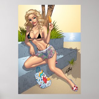 Sexy Ice Cream Bikini Girl Pinup Poster by Al Rio print