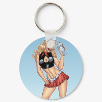 Sexy Ice Cream Milkshake Pin-up Girl by Al Rio keychains