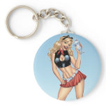 Sexy Ice Cream Milkshake Pin-up Girl by Al Rio Key Chains