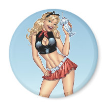 Sexy Ice Cream Milkshake Pin-up Girl by Al Rio Refrigerator Magnets