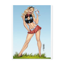 Sexy Ice Cream Milkshake Pin-up Girl by Al Rio Postcard
