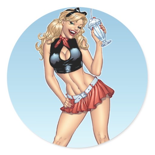 Sexy Ice Cream Milkshake Pin Up Girl By Al Rio Stickers Zazzle 7209