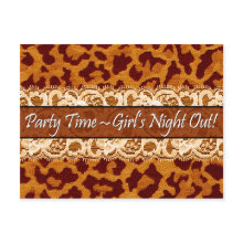 Sexy Lace Leopard Girl's Night Out Party Invite postcard
