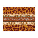 Sexy Lace Leopard Girl's Night Out Party Invite postcards by PartyInvitations Sexy Lace Leopard Girl's Night Out Party Invite postcards