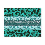 Sexy Lace Leopard Party Invitation (aqua) Postcards