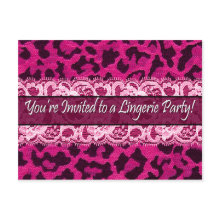 Sexy Lace Leopard Party Invitation (fuschia) postcard