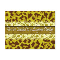Sexy Lace Leopard Party Invitation (yellow) postcards