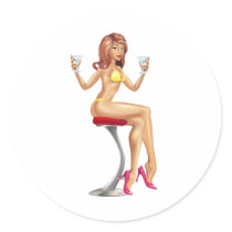 sexy lady round sticker