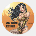 Sexy Leopard Skin Bikini Brunette Sticker - Al Rio