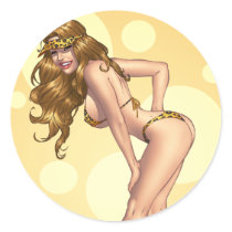 Sexy Leopard Skin Bikini Girl Pin-up by Al Rio stickers