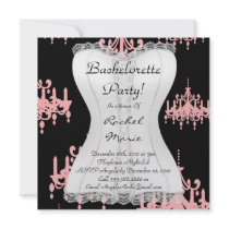 Sexy LINGERIE White on Pink Bachelorette Party Invite