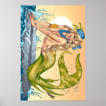 Sexy Mermaid by the Sea Shore by Al Rio Posters
