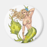 Sexy Mermaid in Green by the artist Al Rio. Fridge Magnet