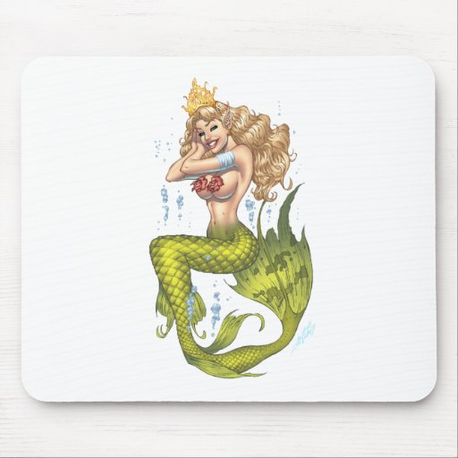 Sexy Mermaid in Green by the artist Al Rio Mouse Pads