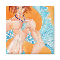 sexy merman square magnet
