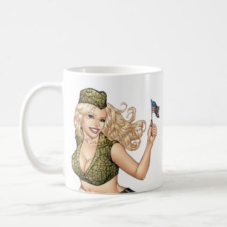 Sexy Military Army Pinup Girl in Desert by Al Rio mug