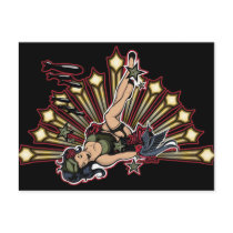 Sexy Military Bomber Girl Pin Up Postcard postcards