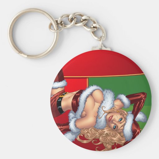 Sexy Ms Claus Santa's Wife customizable by Al Rio Keychain
