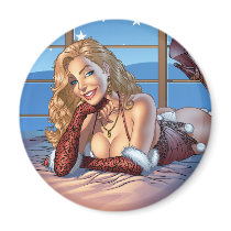 Sexy Ms Claus Santa's Wife in Lingerie by Al Rio Refrigerator Magnet