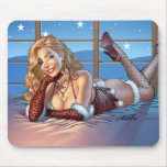 Sexy Ms Claus Santa's Wife in Lingerie by Al Rio Mousepad