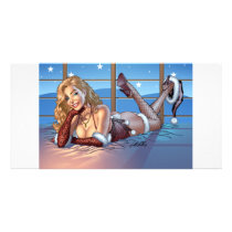 Sexy Ms Claus Santa's Wife in Lingerie by Al Rio photo cards