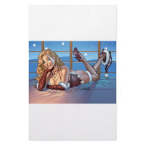 Sexy Ms Claus Santa's Wife in Lingerie by Al Rio Stationery Paper