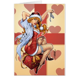 Sexy Ms Claus Santa's Wife Red Head by Al Rio card